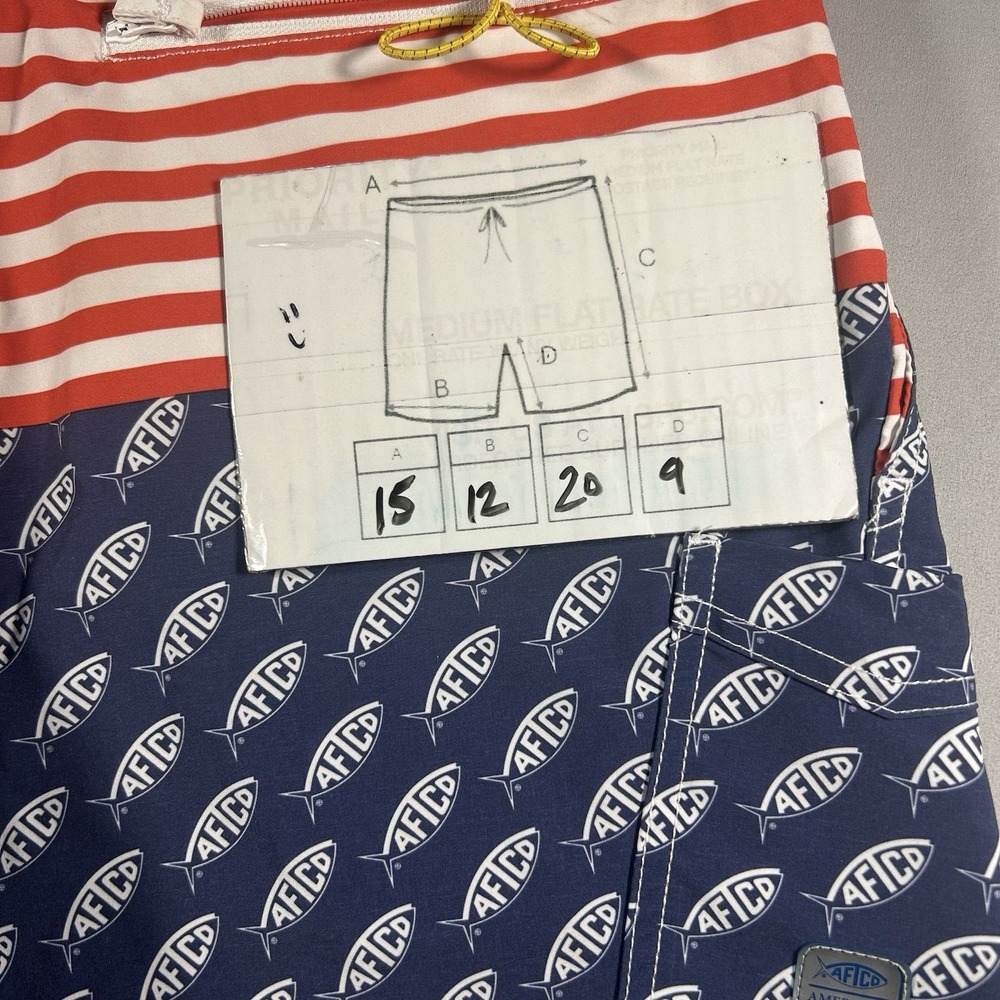 Mens AFTCO‎ Board Shorts 4th July USA Flag Red White Blue Swim Trunks 30 Summer - Picture 8 of 9
